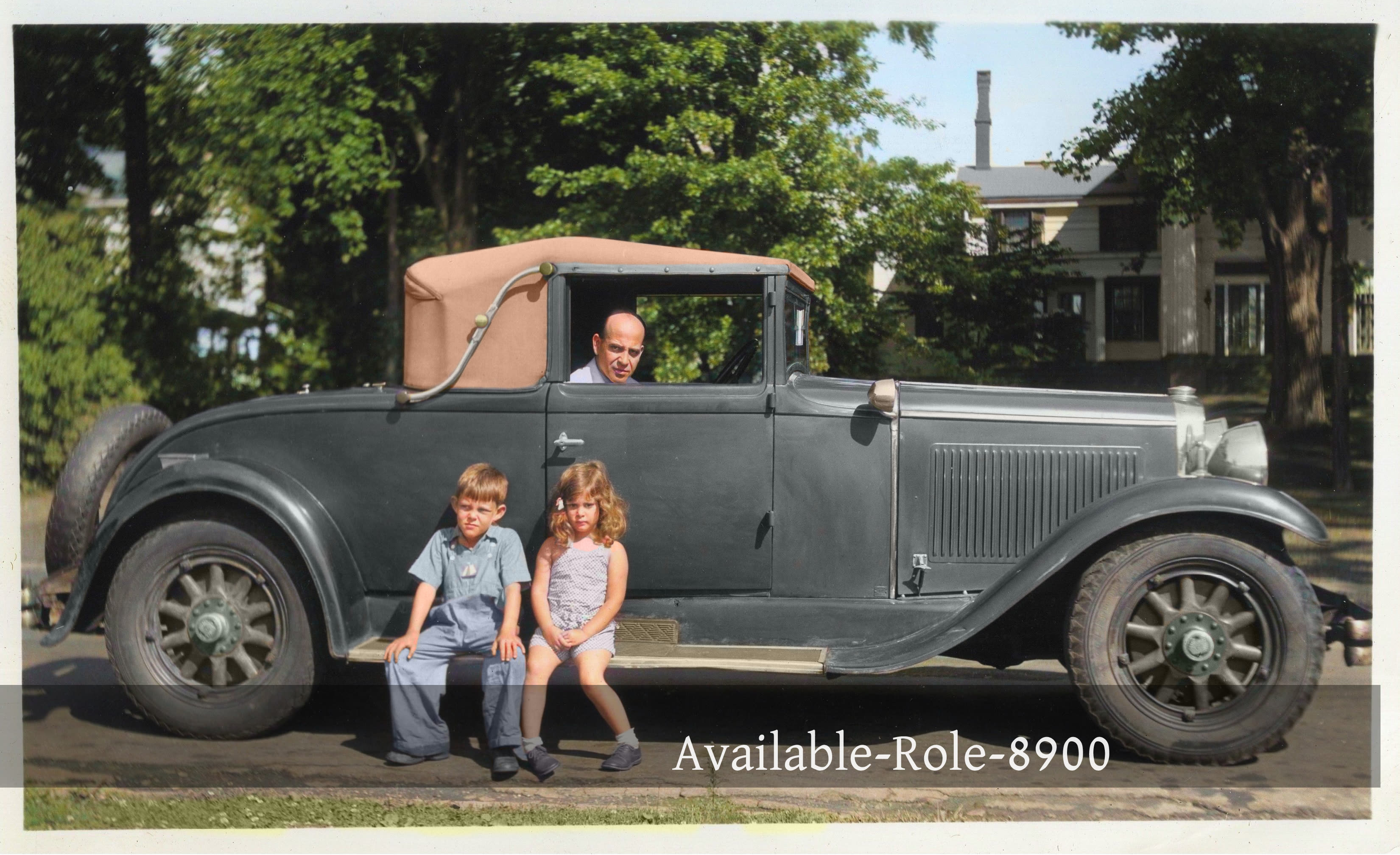 Colorized Sunday drive 1930s